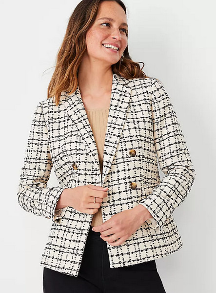 The Tailored Double-Breasted Blazer In Tweed